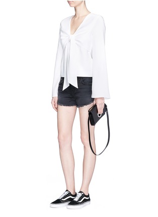 Figure View - Click To Enlarge - T BY ALEXANDER WANG - Knot front overlay crepe top