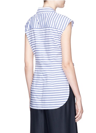 Back View - Click To Enlarge - T BY ALEXANDER WANG - Tie front stripe sleeveless shirt
