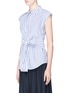 Front View - Click To Enlarge - T BY ALEXANDER WANG - Tie front stripe sleeveless shirt