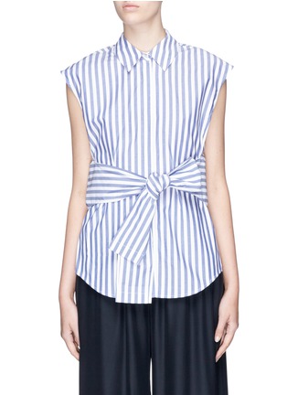 Main View - Click To Enlarge - T BY ALEXANDER WANG - Tie front stripe sleeveless shirt