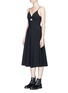 Front View - Click To Enlarge - T BY ALEXANDER WANG - Triangle cutout cotton poplin flared dress