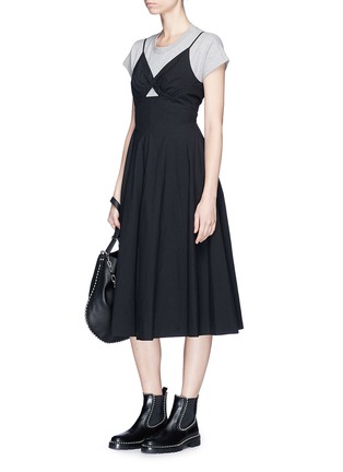 Figure View - Click To Enlarge - T BY ALEXANDER WANG - Triangle cutout cotton poplin flared dress