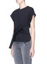 Front View - Click To Enlarge - T BY ALEXANDER WANG - Tie front cotton French terry top