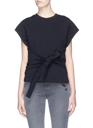 Main View - Click To Enlarge - T BY ALEXANDER WANG - Tie front cotton French terry top