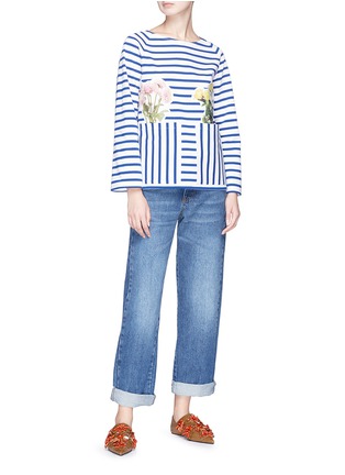 Figure View - Click To Enlarge - PORTS 1961 - Floral print stripe jersey top