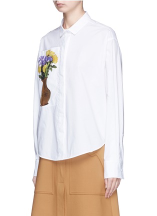 Front View - Click To Enlarge - PORTS 1961 - Flower vase print poplin shirt