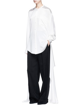 Figure View - Click To Enlarge - PORTS 1961 - Extended back silk satin shirt