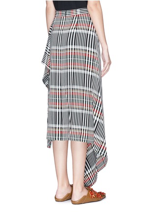 Back View - Click To Enlarge - PORTS 1961 - Wrap effect asymmetric check plaid jersey skirt