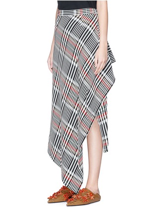 Front View - Click To Enlarge - PORTS 1961 - Wrap effect asymmetric check plaid jersey skirt