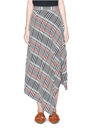 Main View - Click To Enlarge - PORTS 1961 - Wrap effect asymmetric check plaid jersey skirt