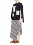 Figure View - Click To Enlarge - PORTS 1961 - Wrap effect asymmetric check plaid jersey skirt