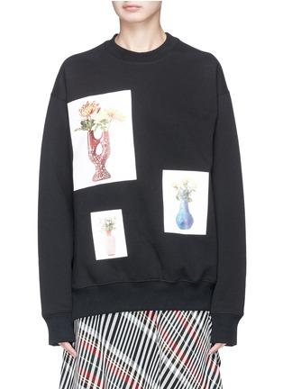 Main View - Click To Enlarge - PORTS 1961 - Convertible sleeve flower vase print patch sweatshirt