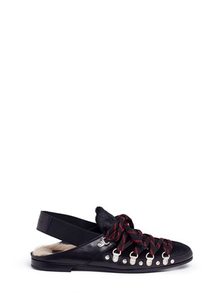 Main View - Click To Enlarge - MONCLER - 'Amandine' lace cow hair sandals