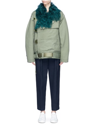 Main View - Click To Enlarge - ACNE STUDIOS - 'Cees' detachable shearling collar oversized cotton canvas parka
