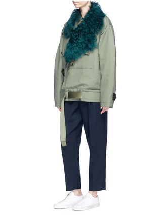 Figure View - Click To Enlarge - ACNE STUDIOS - 'Cees' detachable shearling collar oversized cotton canvas parka