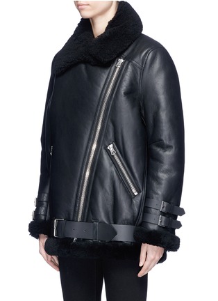 Front View - Click To Enlarge - ACNE STUDIOS - 'Velocite' oversized lambskin leather biker jacket
