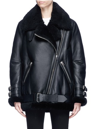 Main View - Click To Enlarge - ACNE STUDIOS - 'Velocite' oversized lambskin leather biker jacket