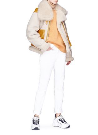 Figure View - Click To Enlarge - ACNE STUDIOS - 'Lore' colourblock lambskin shearling jacket