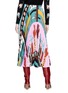 Back View - Click To Enlarge - VALENTINO GARAVANI - Number hand sign print pleated silk crepe dress
