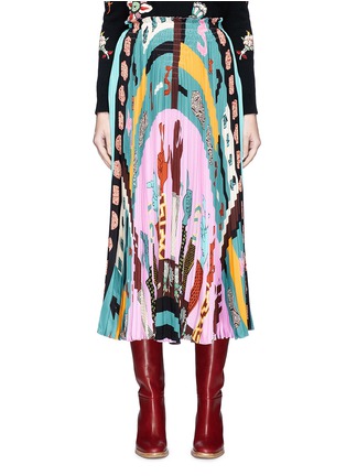 Main View - Click To Enlarge - VALENTINO GARAVANI - Number hand sign print pleated silk crepe dress