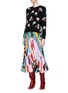 Figure View - Click To Enlarge - VALENTINO GARAVANI - Number hand sign print pleated silk crepe dress