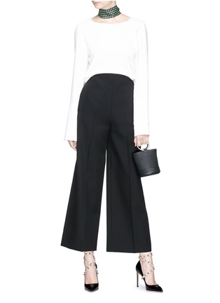 Figure View - Click To Enlarge - VALENTINO GARAVANI - Curved waist virgin wool suiting culottes