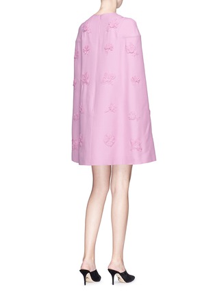Figure View - Click To Enlarge - VALENTINO GARAVANI - Floral appliqué wool-silk crepe cape dress