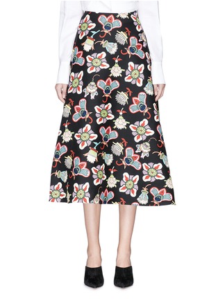 Main View - Click To Enlarge - VALENTINO GARAVANI - Pop flower print virgin wool-silk midi skirt