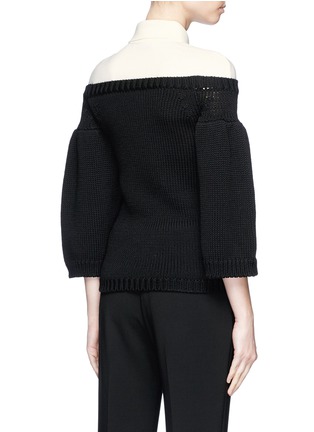 Back View - Click To Enlarge - VALENTINO GARAVANI - Polo yoke virgin wool chunky sweater