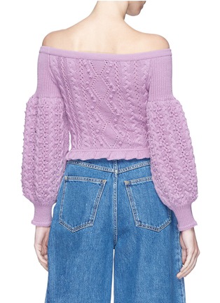 Back View - Click To Enlarge - VALENTINO GARAVANI - Bobble cable knit cropped off-shoulder sweater