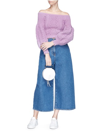 Figure View - Click To Enlarge - VALENTINO GARAVANI - Bobble cable knit cropped off-shoulder sweater