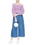 Figure View - Click To Enlarge - VALENTINO GARAVANI - Bobble cable knit cropped off-shoulder sweater