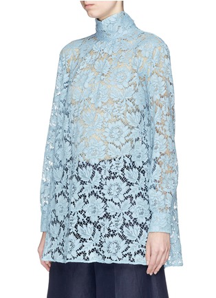 Front View - Click To Enlarge - VALENTINO GARAVANI - Scarf neck floral lace tunic top
