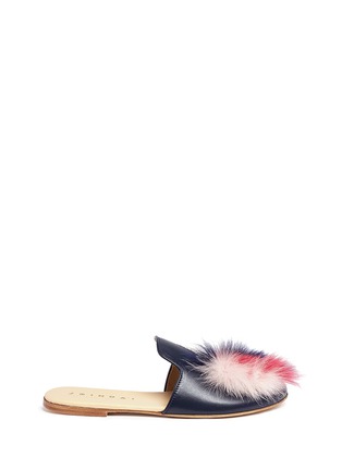 Main View - Click To Enlarge - JOSHUA SANDERS - Fur unicorn appliqué leather slippers