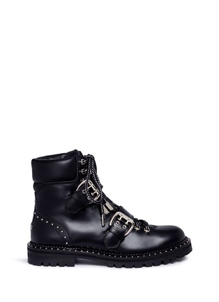 Main View - Click To Enlarge - JIMMY CHOO - 'Breeze Flat' stud leather biker boots