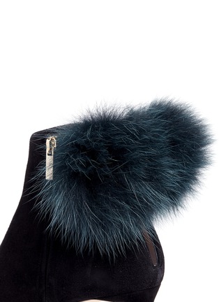 Detail View - Click To Enlarge - JIMMY CHOO - 'Tesler 65' fox fur pompom suede ankle booties