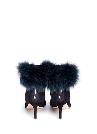 Back View - Click To Enlarge - JIMMY CHOO - 'Tesler 65' fox fur pompom suede ankle booties