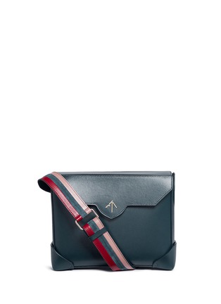 Main View - Click To Enlarge - MANU ATELIER - 'Bold' stripe shoulder strap leather messenger bag