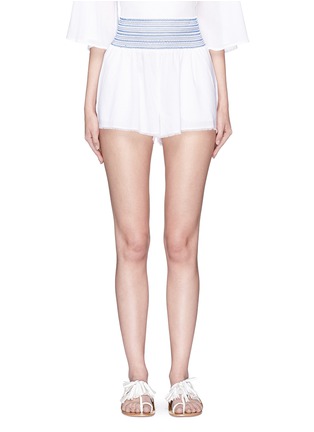 Main View - Click To Enlarge - KISUII - 'Faria' stitch waist frayed shorts