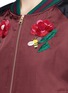 Detail View - Click To Enlarge - MUVEIL - Rose and bee paillette embellished colourblock bomber jacket