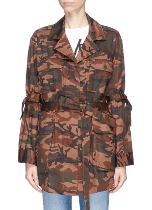 Main View - Click To Enlarge - MUVEIL - Camouflage tie sleeve utility jacket