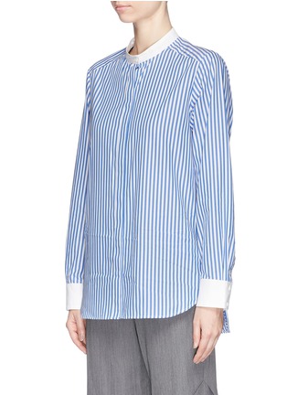 Detail View - Click To Enlarge - MUVEIL - Detachable embellished collar and cuff stripe shirt