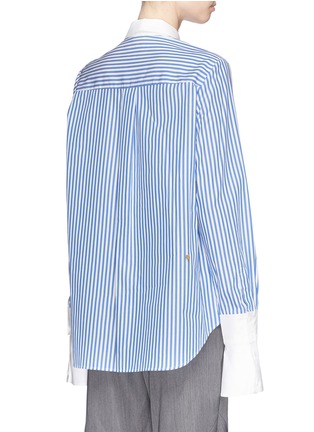 Back View - Click To Enlarge - MUVEIL - Detachable embellished collar and cuff stripe shirt