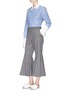 Figure View - Click To Enlarge - MUVEIL - Detachable embellished collar and cuff stripe shirt