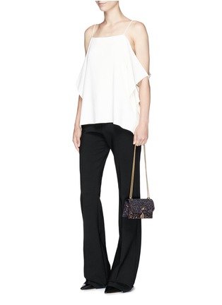Front View - Click To Enlarge - JIMMY CHOO - 'Finley' coarse glitter chain crossbody bag