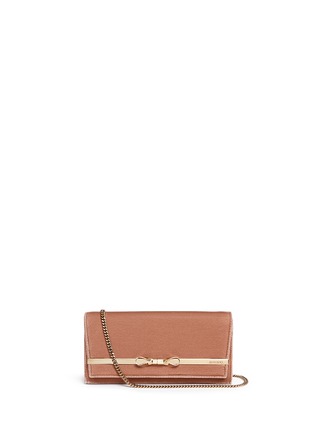 Main View - Click To Enlarge - JIMMY CHOO - 'Lydia' metal bow velvet crossbody clutch