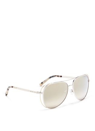 Figure View - Click To Enlarge - MICHAEL KORS - 'Lai' metal cutout aviator mirror sunglasses