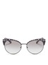 Main View - Click To Enlarge - MICHAEL KORS - 'Evy' floral cutout matte metal cat eye sunglasses