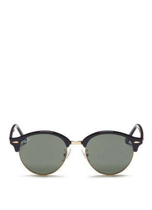Main View - Click To Enlarge - RAY-BAN - 'Clubround' metal rim acetate browline sunglasses