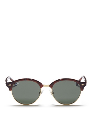 Main View - Click To Enlarge - RAY-BAN - 'Clubround' metal rim tortoiseshell acetate browline sunglasses